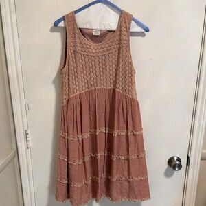 Paisley Vine Women’s Small Sleeveless‎ Mini Dress Blush Color Lace Flowy Comfy